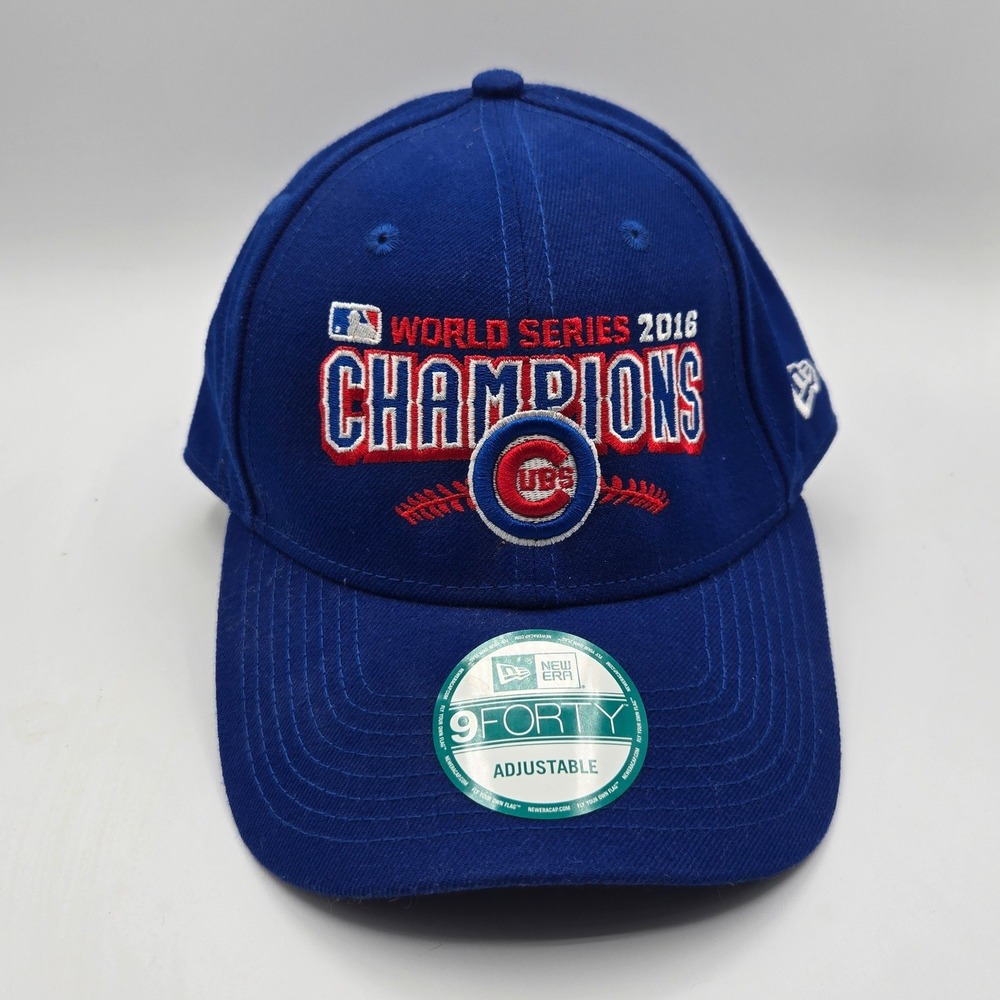 New Era Chicago Cubs Hat Mens OSFM Blue 2016 World Series Champions 9FORTY Cap - Picture 3 of 8